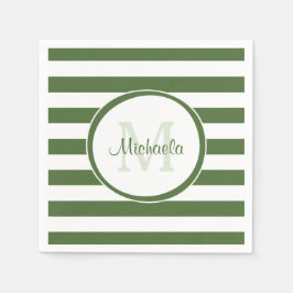 Designer Forest Green Stripes Muster Party Name Serviette