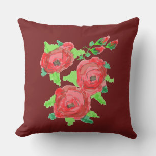 Designer für Burgund und Rote Rosen Kissen