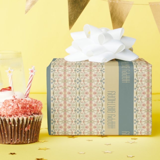 Designer für Rosa und blaue Blumen Geschenkpapier (Geburtstagsparty)