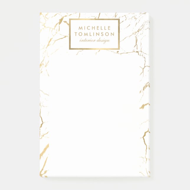Designer für weißes und goldenes Marmor Post-it Klebezettel (Vorderseite)