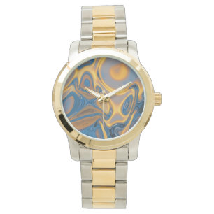Designer-Gold und Silber-Uhr - abstrakte Kunst Armbanduhr