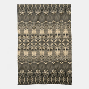 Designer Grau Braun und Creme Geschirrtuch