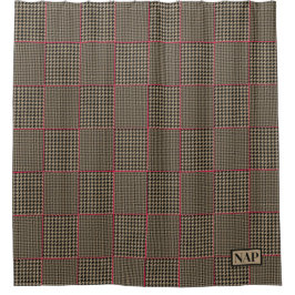 Designer Hahnentrittmuster Black Taupe Hot Pink Ka Duschvorhang