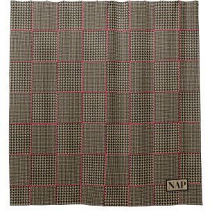 Designer Hahnentrittmuster Black Taupe Hot Pink Ka Duschvorhang