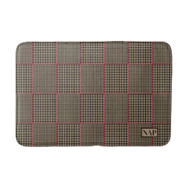 Designer Hahnentrittmuster Black Taupe Hot Pink St Badematte