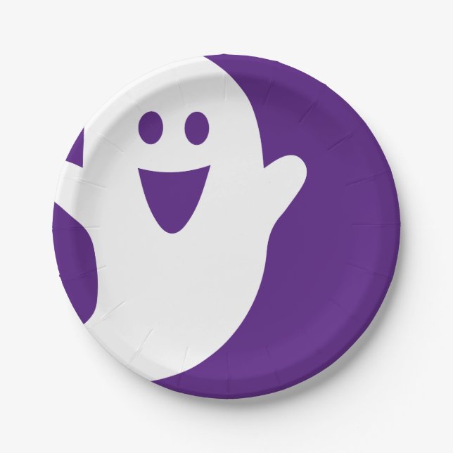 Designer Halloween, Ghost auf Lila Pappteller (Vorderseite)