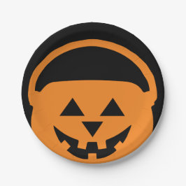 Designer Halloween, Jackolantern auf Schwarz Pappteller