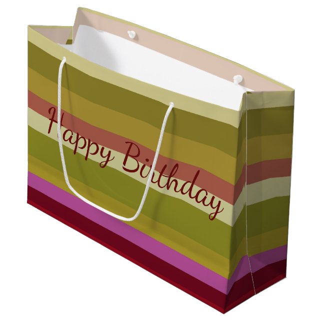 Designer Happy Birthday Geschenktasche Große Geschenktüte (Vorderseite Schrägansicht)