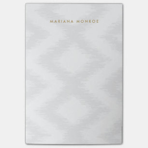 DESIGNER-IKAT-MUSTER in GRAU/WEISS Personalisiert Post-it Klebezettel