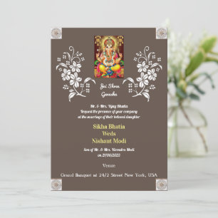 Designer Indian Ganesha Faire-part de mariage
