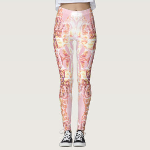Designer-Leggings Rosa u. orange Druck Leggings
