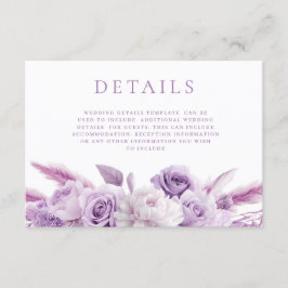 Designer Lila Lavender Floral Wedding Details Begleitkarte