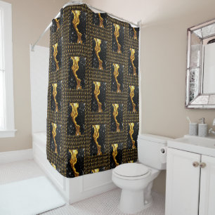 Designer Liquid Gold Schwarz Monochrom Luxus Chris Duschvorhang