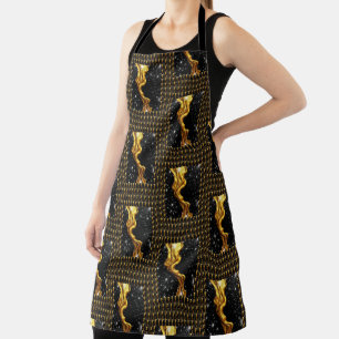 Designer Liquid Gold Schwarz Monochrome Kulinarik  Schürze