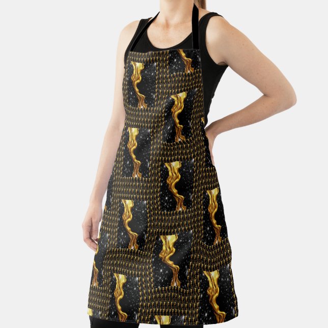 Designer Liquid Gold Schwarz Monochrome Kulinarik  Schürze (InSitu)