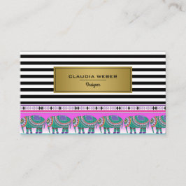 Designer Moderne schwarz-weiße Streifen Visitenkarte