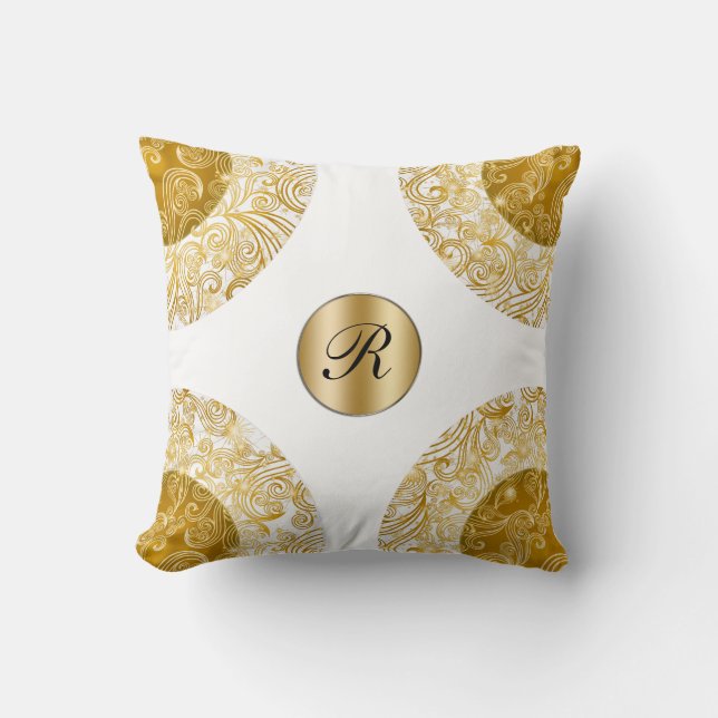 Designer-Monogramm-Wurfs-Kissen Kissen (Vorderseite)