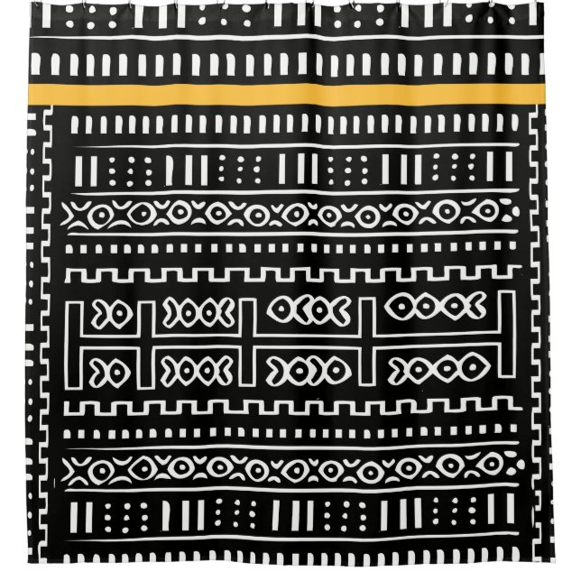 Designer Mudcloth Duschvorhang (Vorderseite)
