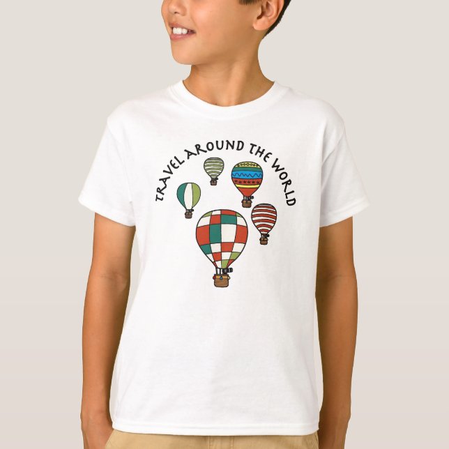 Designer-niedliche wunderliche Heißluft-Ballone T-Shirt (Vorderseite)