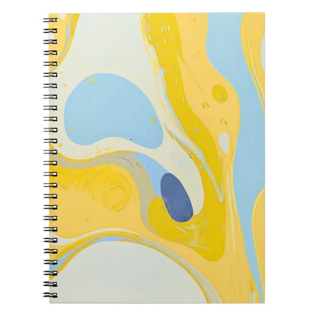 Designer-Notebook mit gelber & blauer Kunst Notizblock (Vorderseite)