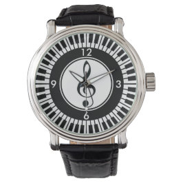 Designer Piano Keys und Treble Clef Armbanduhr