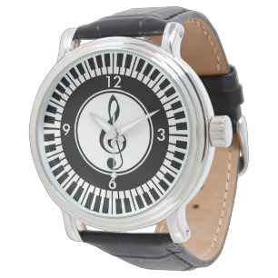 Designer Piano Keys und Treble Clef Armbanduhr