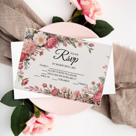 Designer Pink Blume Bouquet RSVP Cards
