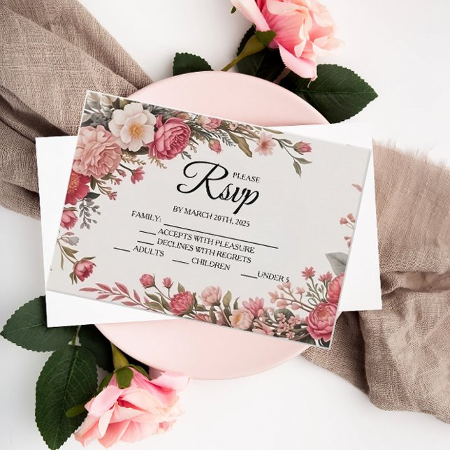 Designer Pink Blume Bouquet RSVP Cards (Von Creator hochgeladen)