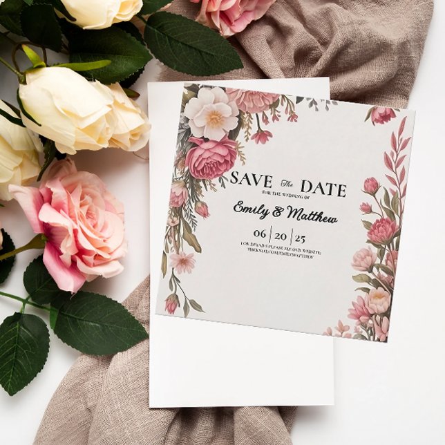 Designer Pink Blume Bouquet Save the Date (Von Creator hochgeladen)