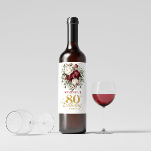 Designer Rouge Burgunder 80. Geburtstags-Weinetike Weinetikett