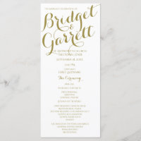 Designer Text Gold und White Wedding Programm