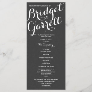 Designer Text Slate Gray Wedding Program Programm
