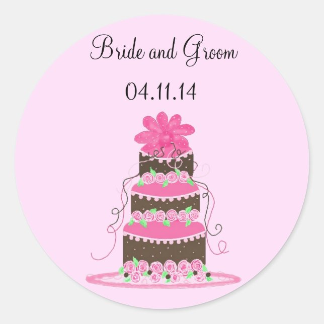 Designer Wedding Cake Save the Date Runder Aufkleber (Vorderseite)