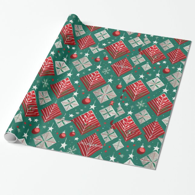 Designer Weihnachtsmuster Umschlagpapier Geschenkpapier (Ungerollt)