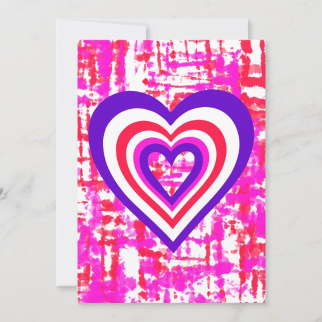 Designerfarben, Hintergrund & Herz Einladung (Vorderseite)