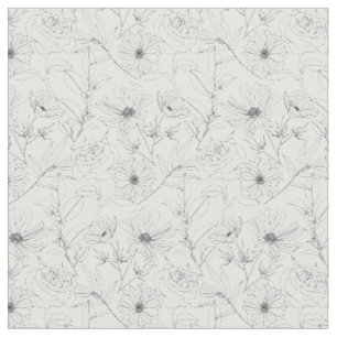 Designergarten Blume Schwarze Konturen Design Stoff