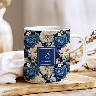 Designergeschirr Blaue Blumen Personalisierter Kaf Kaffeetasse