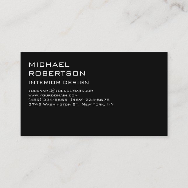 Designerkarte für Schwarzes Interieur Visitenkarte (Vorderseite)