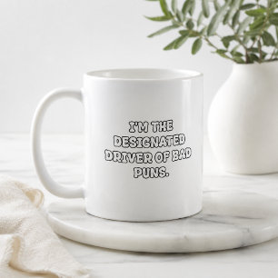 Designierter Fahrer schlechter Wortwitz-Typografie Kaffeetasse
