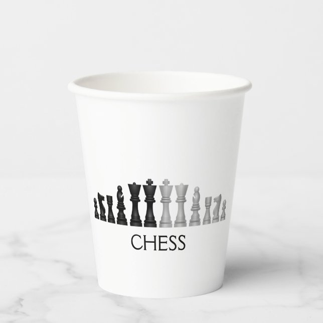 Designpapier-Cup für Schachfiguren Pappbecher (Vorderseite)