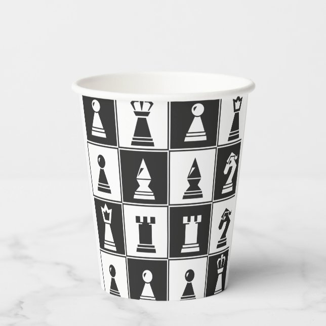 Designpapier-Cup für Schachfiguren Pappbecher (Rückseite)
