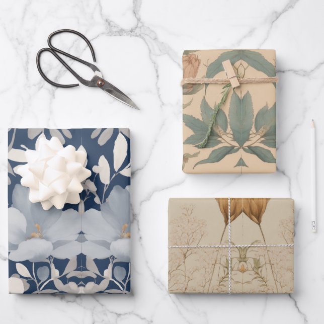 Designpapier für elegante Blume Geschenkpapier Set (Vorderseite)
