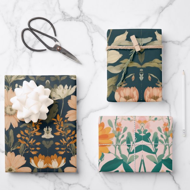 Designpapier für elegante Blume Geschenkpapier Set (Vorderseite)