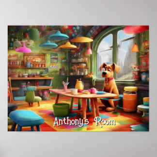 Designplakat für Cartoon Dog Room Poster