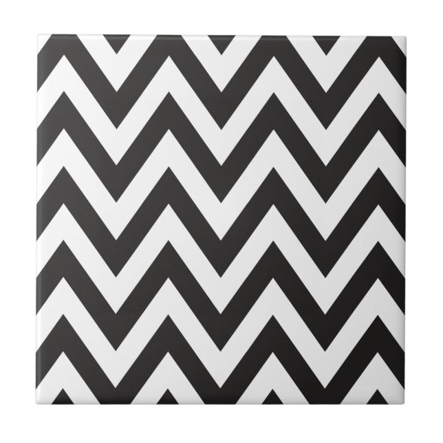 Designs für Schwarz-weiße geometrische Zickzack Mu Fliese (Vorderseite)