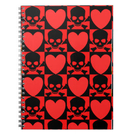 Designs mit Skulls und Herz zurück zur Schule Notizblock