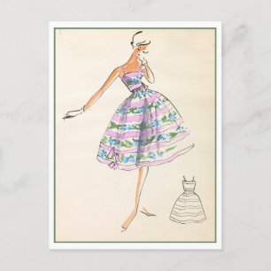 Designskizze für Flower Dress Fashion Postkarte