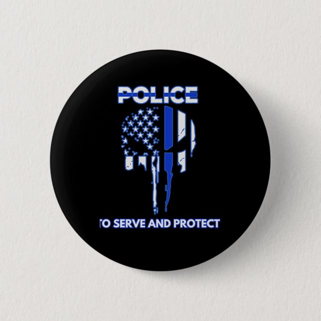 Designtribut der Polizei an der blauen Linie Button (Vorderseite)