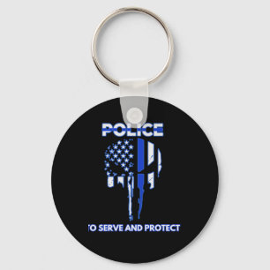 Designtribut der Polizei an der blauen Linie Schlüsselanhänger