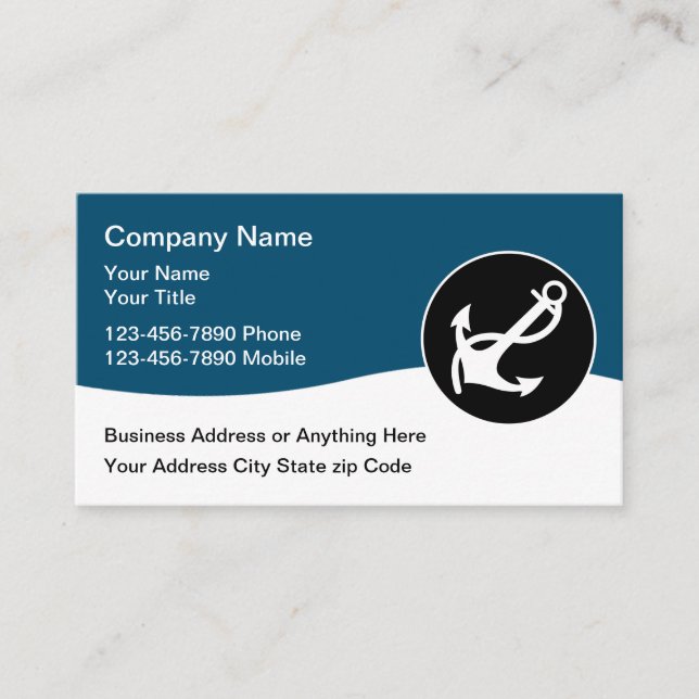 Designvorlage für moderne Nautic Business Cards Visitenkarte (Vorderseite)